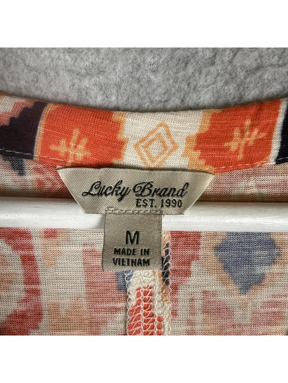 Lucky Brand Blouse Women's Medium M Multicolor Geometric Aztec Long Sleeves Top - Picture 2 of 7